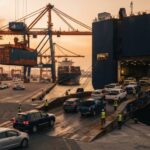 شحن سيارات من وإلى السعودية 2026: RoRo أم حاوية؟ الدليل الكامل شحن سيارات من وإلى السعودية: سيارات تصعد سفينة RoRo وحاوية شحن في الميناء